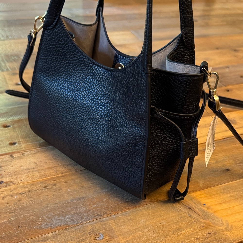 NWT kate spade stash small Black Pebbled authentic Leather Satchel w Strap New - Picture 4 of 15